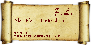 Pádár Ladomér névjegykártya