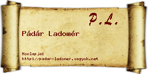 Pádár Ladomér névjegykártya